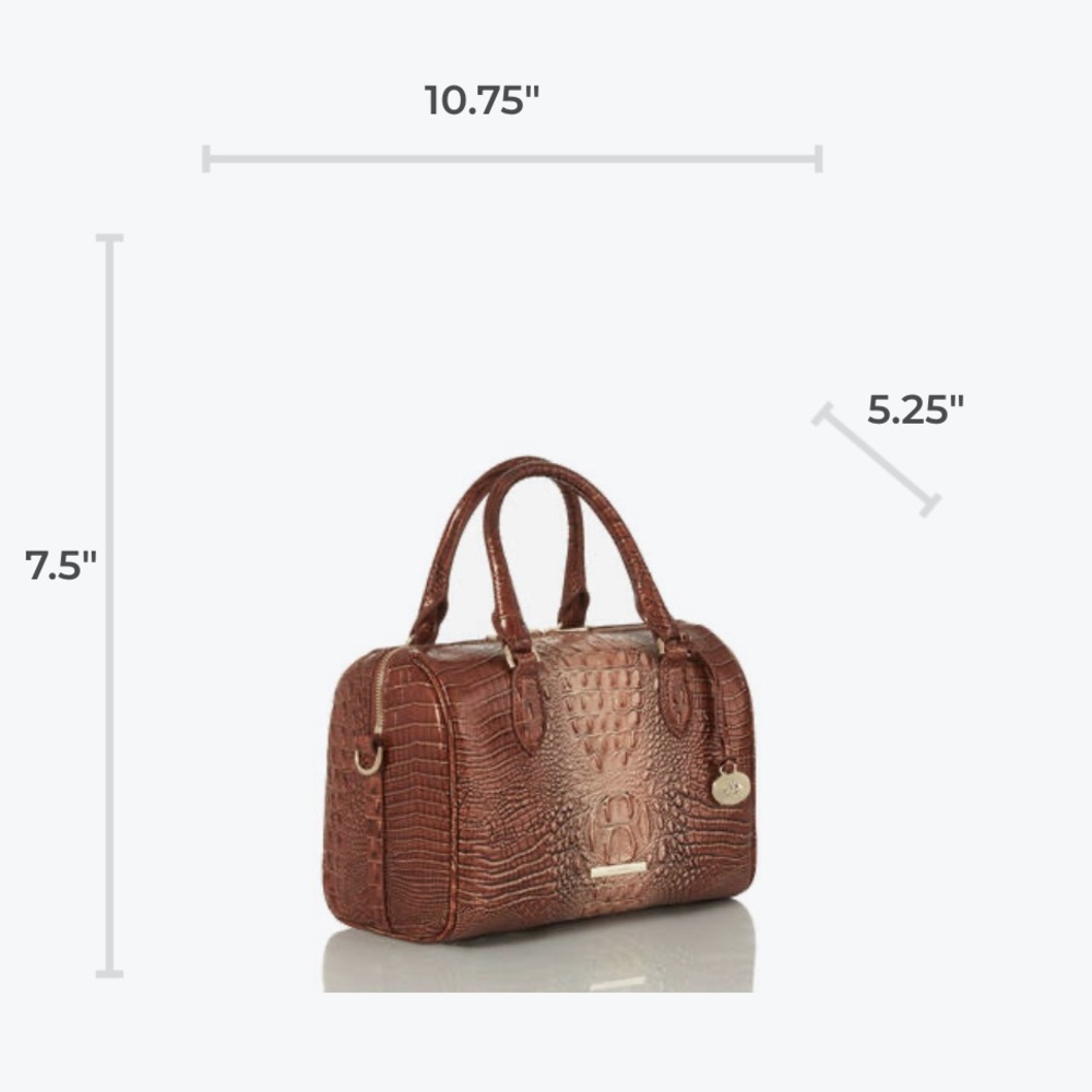 Brahmin Stacy Satchel Bag Croc Embossed Light Denim Quinze Tan Leather Accents - Picture 14 of 16